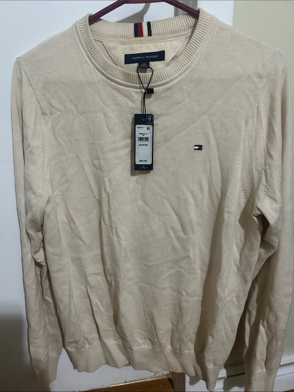 Tommy Hilfiger Men’s Beige/Cream Crewneck Sweater